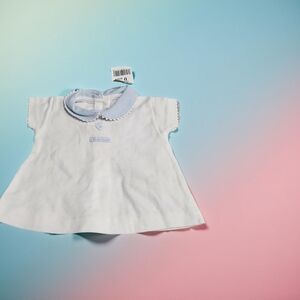 1 NWOT Jacadi Cotton Top with Blue Collar size 0 months